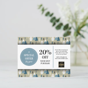 Winter Polar Bears Benutzerdefinierter Coupondisko Postkarte