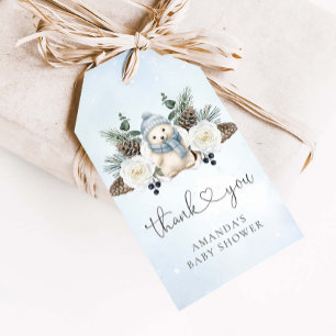 Winter Polar Teddy Bear Boy Baby Dusche Geschenkanhänger