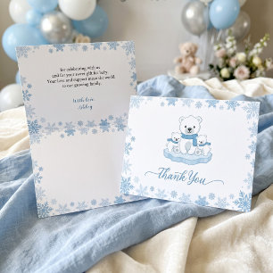 Winter Polarbär Blau Schneeglöckchen Dankbarkeit Dankeskarte