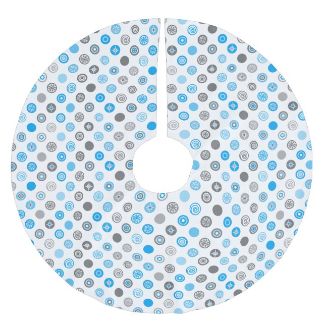 Winter Polka Dot Tree Skirt Polyester Weihnachtsbaumdecke (Vorderseite)