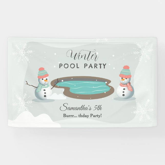 Winter Pool GeburtstagspartParty Banner (Horizontal)