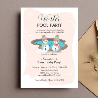 Winter Pool GeburtstagspartParty Einladung