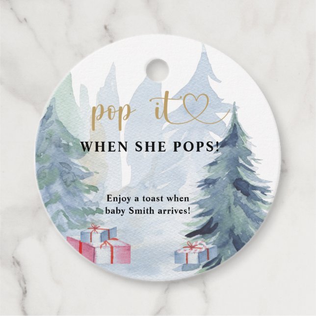 Winter Pop, wenn sie Pop Baby Dusche Geschenkanhänger (Vorderseite)