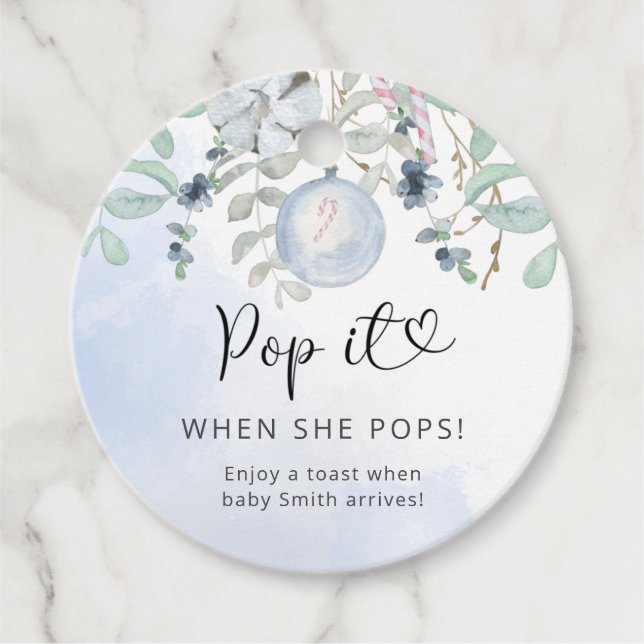 Winter Pop, wenn sie Pop Baby Dusche Geschenkanhänger (Vorderseite)
