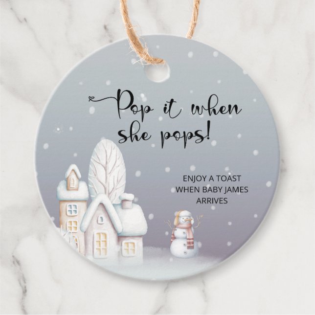 Winter Pop, wenn sie Pop Baby Dusche Geschenkanhänger (Vorderseite)