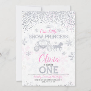 WInter Princess 1. Geburtstag Einladung Glitzer
