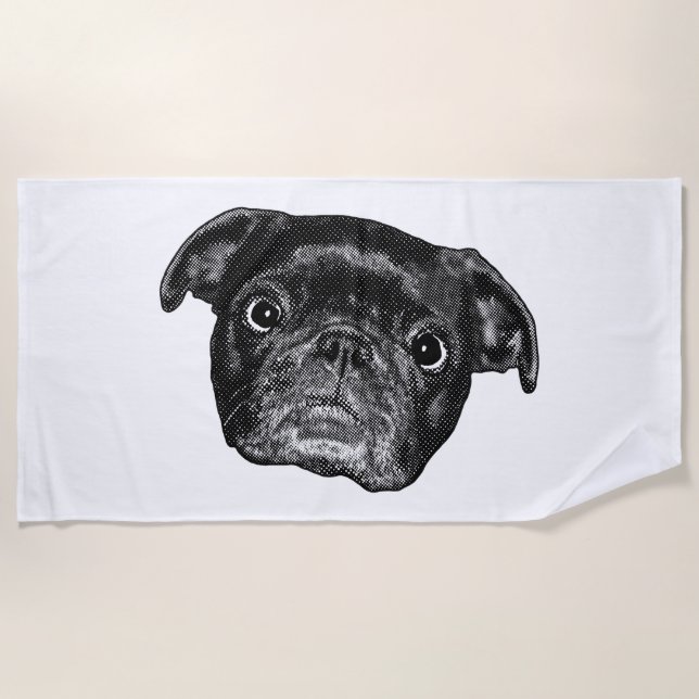Winter-Pug-Punkt-Handtuch Strandtuch (Vorderseite)