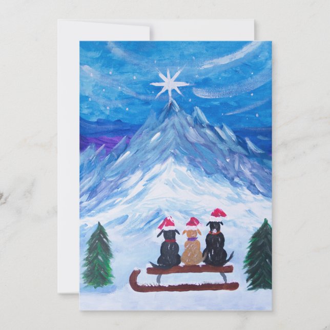 Winter Puppy Pals Feiertagskarte (Vorderseite)