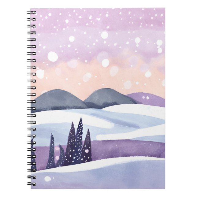 Winter Purple Hills Watercolor Painting Notizblock (Vorderseite)