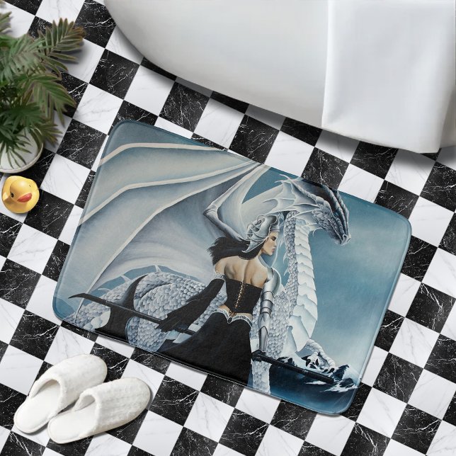 Winter Queen white Dragon Fantasy Badematte (Von Creator hochgeladen)