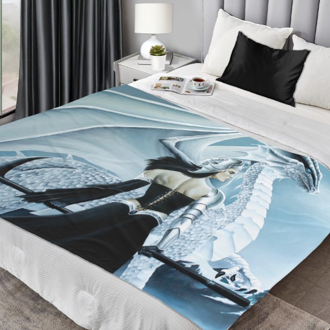 Winter Queen white Dragon Fantasy Fleecedecke (Von Creator hochgeladen)