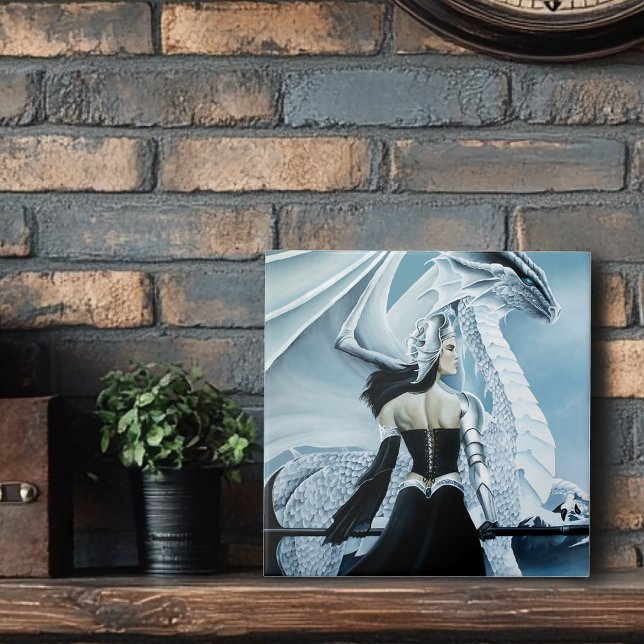 Winter Queen White Dragon Fantasy Fliese (Von Creator hochgeladen)