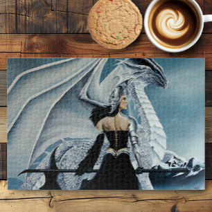 Winter Queen White Dragon Fantasy Puzzle