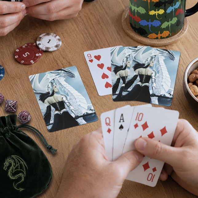 Winter Queen White Dragon Fantasy Spielkarten (Von Creator hochgeladen)