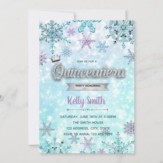 Winter-Quinceñera-Party Einladung (Vorderseite)