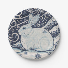Winter Rabbit Blue & White Delft