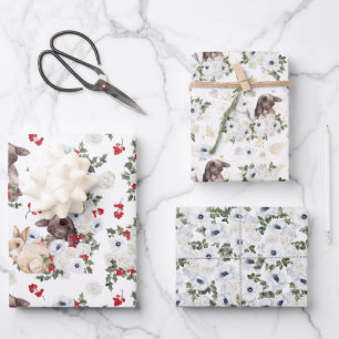 Winter Rabbit Floral   Chinesisches Neujahr Geschenkpapier Set
