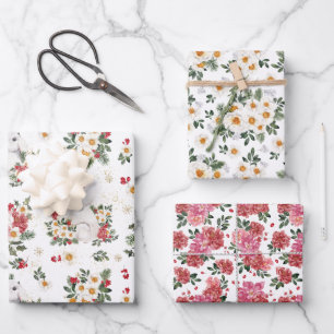 Winter Rabbit Floral   Chinesisches Neujahr Geschenkpapier Set