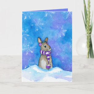 Winter-Rabbit-Schneeflocken von Bihrle Feiertagskarte