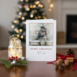 Winter-Raben-Krähen-Weihnachtskarte mit gemütliche Feiertagskarte