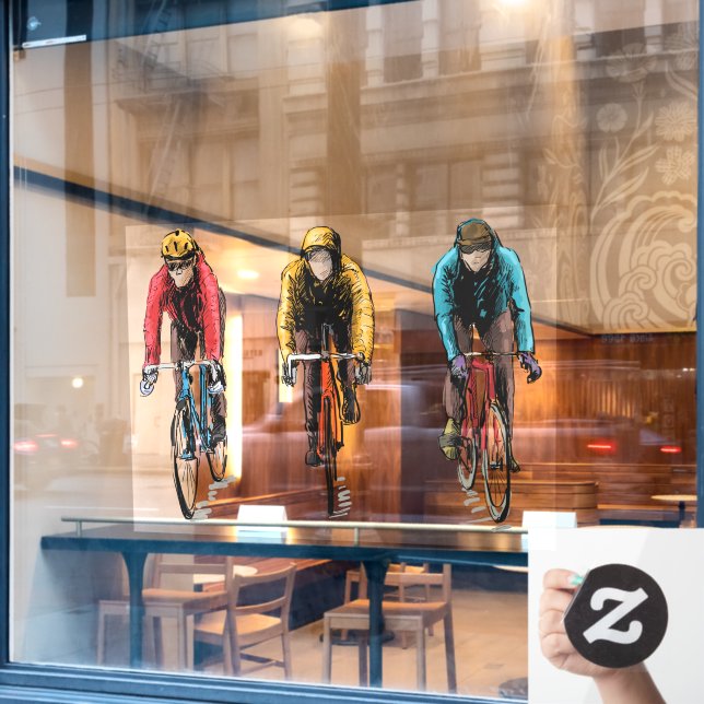 Winter-Radfahren Drei Reiter für Fresh Air Bicy Fensteraufkleber (Café-Fenster)