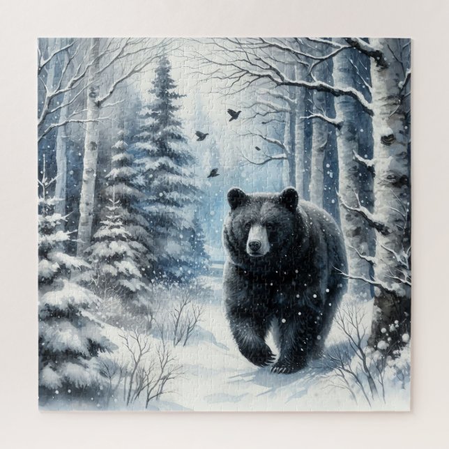 Winter-Rätsel Schwarzbär Puzzle (Vertikal)