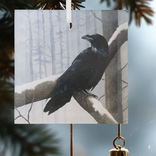 Winter Raven Forest Ornament Aus Glas (Von Creator hochgeladen)