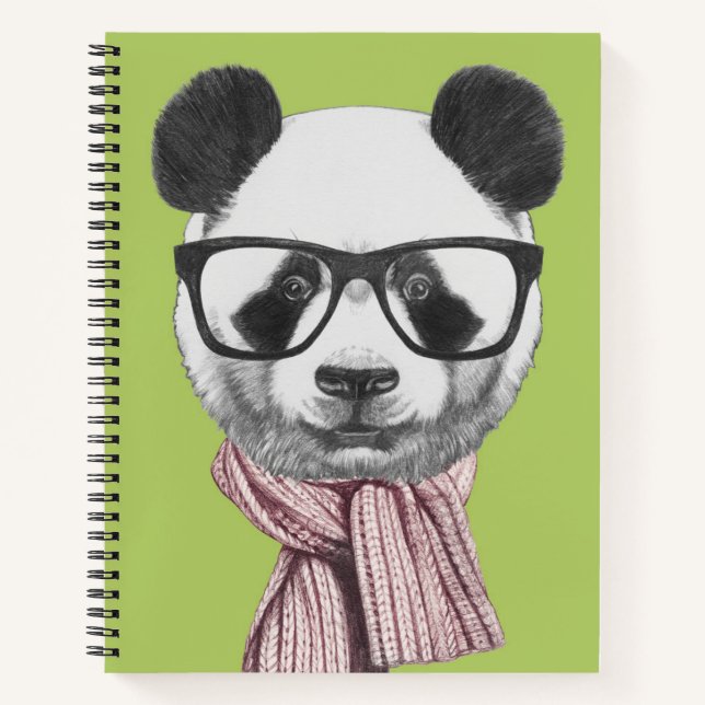 Winter Ready Panda Bär Notizbuch (Vorderseite)