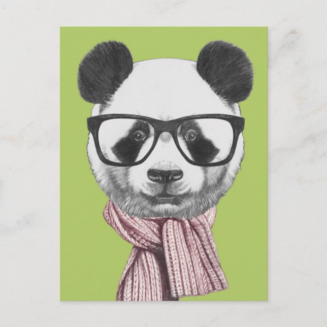 Winter Ready Panda Bär Postkarte (Vorderseite)
