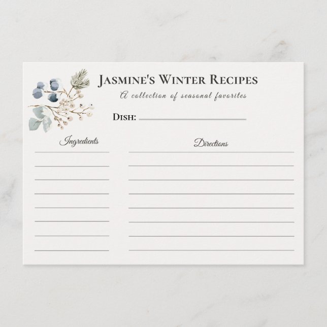 Winter Recipe Card – Kitchen Stationery Ankündigung (Vorderseite)