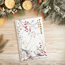 Winter Red Berries Birds Planer