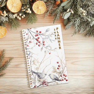 Winter Red Berries Birds Planer