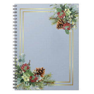 Winter Red Berries Pine Cones Wedding Notizblock