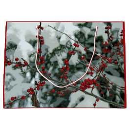 Winter Red Berries Weihnachtsgeschenktasche Große Geschenktüte
