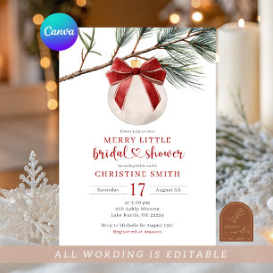 Winter Red Bow Ornament Merry Little Brautparty Einladung