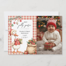 Winter Red Christmas Silly Goose  1st birthday Einladung