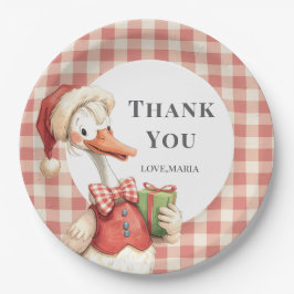 Winter Red Christmas Silly Goose  1st birthday Pappteller