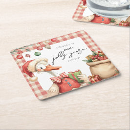 Winter Red Christmas Silly Goose  1st birthday Rechteckiger Pappuntersetzer