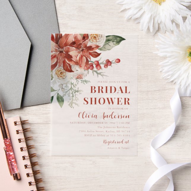 Winter Red Floral Weihnachten Brautparty (Hochzeit)