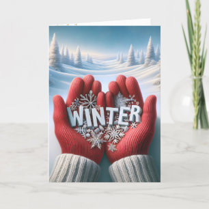 Winter Red Gloves Wintertext Karte
