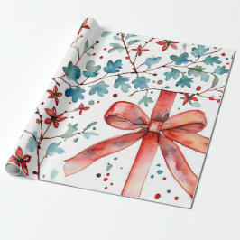 Winter Red Glow Ornament Wrap Geschenkpapier