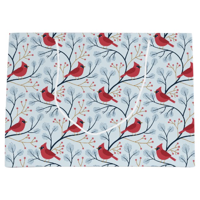 Winter Red Kardinal Bird Große Geschenktüte (Vorderseite)