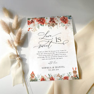 Winter Red Pinecone Hochzeit Flat Danke Karten