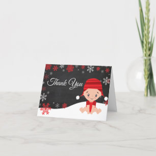 Winter Red Snowflake Baby Danke Karte