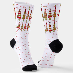 Winter Red Snowflakes Weihnachtsbaumdekor Weiß Socken