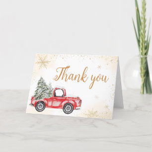 Winter Red Truck Baby Dusche Dankeskarte