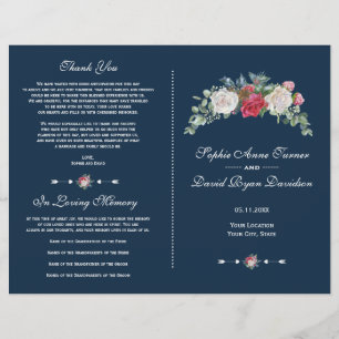 Winter Red White Blume Berries Hochzeitsprogramm