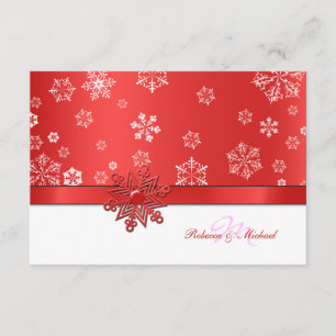 Winter Red & White Snowflake RSVP Cards Karte
