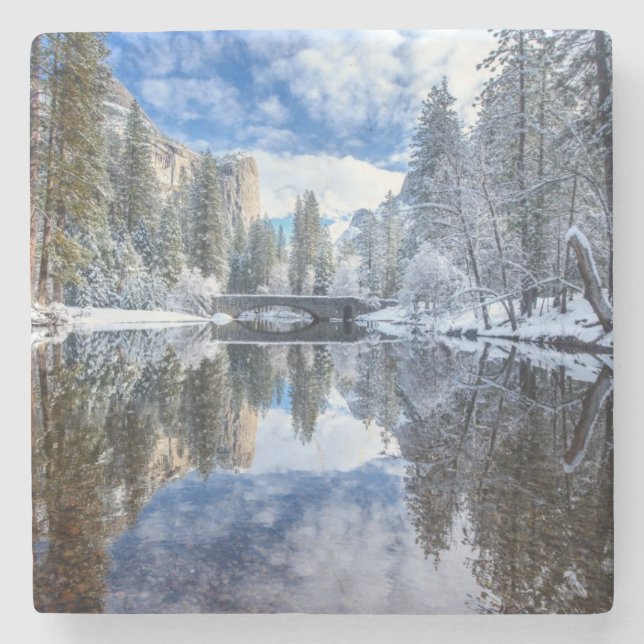 Winter-Reflexion bei Yosemite Steinuntersetzer (Vorderseite)