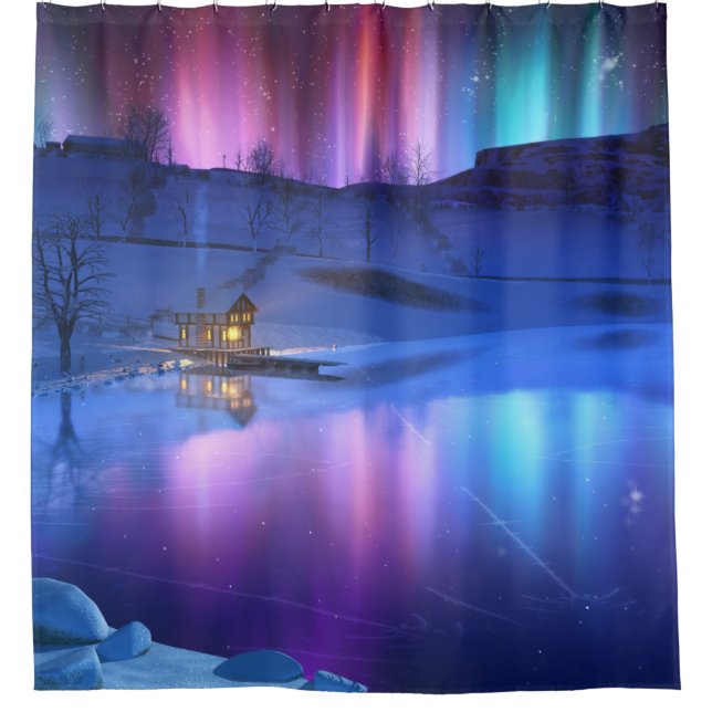 Winter-Regenbogenduschvorhang Duschvorhang (Vorderseite)